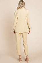 Load image into Gallery viewer, Womens Yellow Single Breasted Blazer and High Waisted Pants Set
