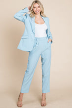 Load image into Gallery viewer, Womens Blue Single Breasted Blazer and High Waisted Pants Set
