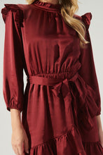 Load image into Gallery viewer, Womens Dark Red Satin Mini Dress
