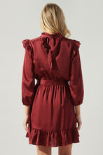 Load image into Gallery viewer, Womens Burgundy Ruffle Mini Dress
