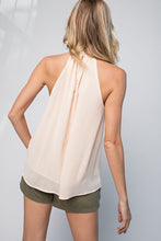 Load image into Gallery viewer, Womens Cream Back Button Closure Sleeveless Chiffon Top
