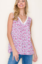 Load image into Gallery viewer, Womens Pink Floral Printed Sleeveless Top
