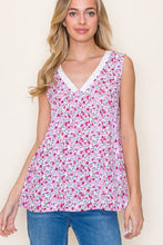 Load image into Gallery viewer, Womens Pink Lace Trim Sleeveless Top
