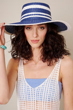 Load image into Gallery viewer, Womens Blue Beach Panama Hat
