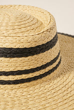 Load image into Gallery viewer, Womens Beige Strip Straw Panama Hat
