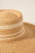 Load image into Gallery viewer, Womens Natural Strip Straw Panama Hat
