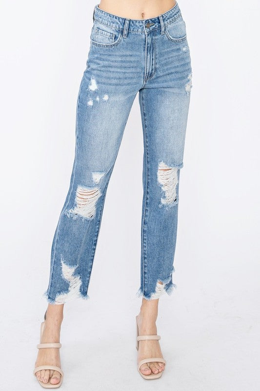 Womens Medium Wash High Waisted Jeans