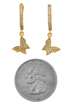 Load image into Gallery viewer, womens yellow gold butterfly huggies earrings
