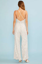 Load image into Gallery viewer, Raya White Adjustable Shoulder Strap Lace Jumpsuit
