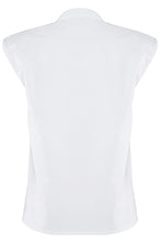 Load image into Gallery viewer, Womens White Padded Sleeveless Button Shirt
