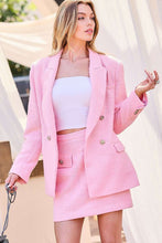 Load image into Gallery viewer, Womens Pink Silver Button Solid Tweed Blazer
