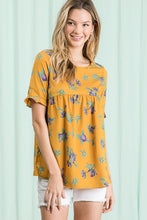Load image into Gallery viewer, womens mustard floral print top
