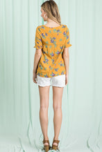 Load image into Gallery viewer, Womens Mustard with Purple floral print shirt
