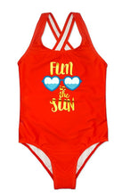 Load image into Gallery viewer, Girls Red One-Piece Swimwear
