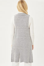Load image into Gallery viewer, Womens grey sleeveless long cardigan vest
