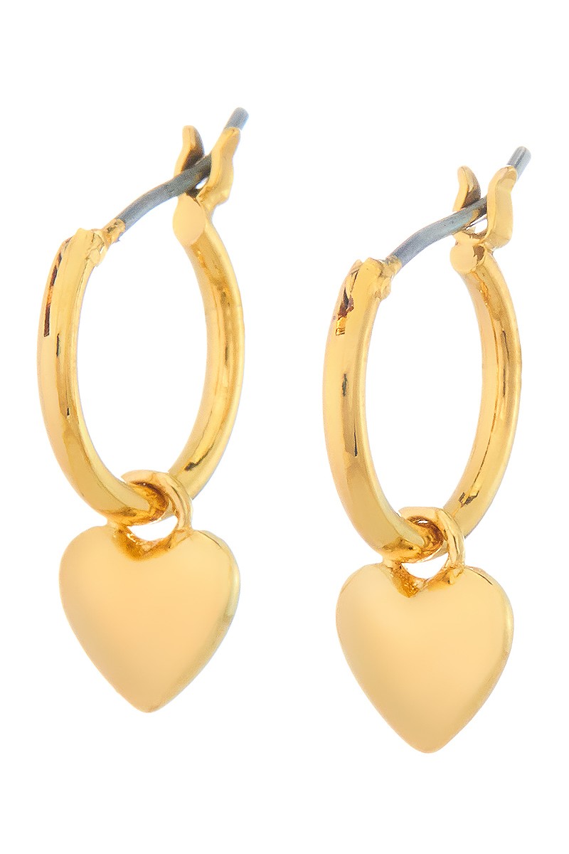 Womens Gold plated heart huggies earrings 
