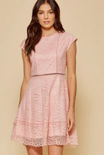 Load image into Gallery viewer, Womens Blush Cap Sleeve Lace Dress
