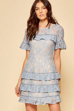 Load image into Gallery viewer, Womens Blue Ruffle Lace Dress
