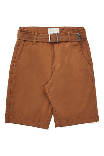 Boys Belted Saddle Brown Shorts