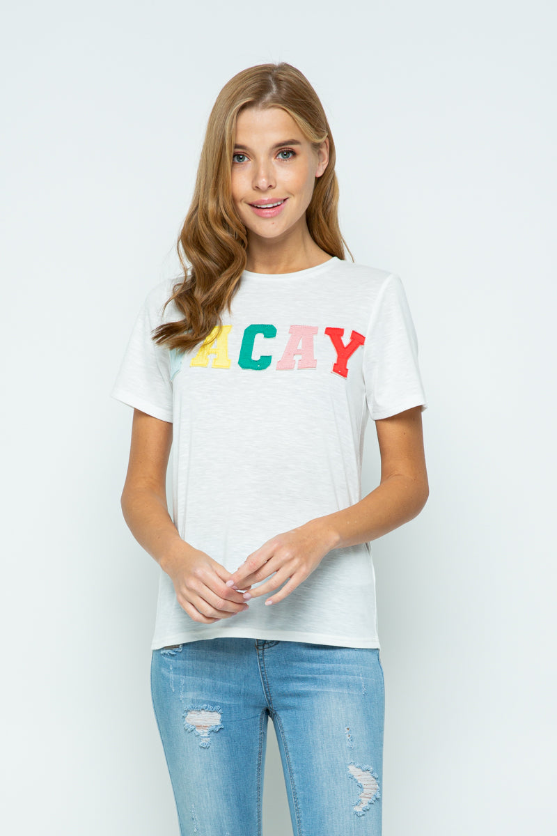 Women Vacay Patched T-Shirt
