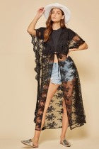 Load image into Gallery viewer, Womens Black Lace Beach Cover Up
