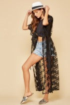 Load image into Gallery viewer, Womens Black Lace Cover-up

