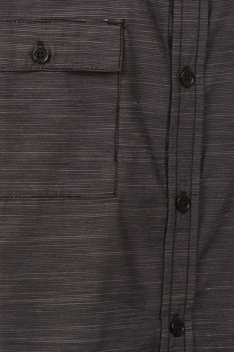 Mens Black Short Sleeve Shirt with Pockets