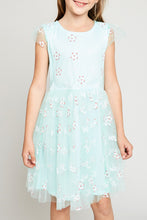 Load image into Gallery viewer, Girls Mint Floral Sleeveless Dress
