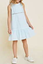 Load image into Gallery viewer, Girls Light Blue Sleeveless Knee Length Dress
