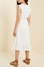 Load image into Gallery viewer, Girls Off-White Belted Ruffled Dress
