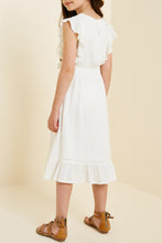 Load image into Gallery viewer, Girls Off-White Belted Ruffled Dress
