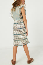 Load image into Gallery viewer, Girls Green Ruffled Front and Back Dress

