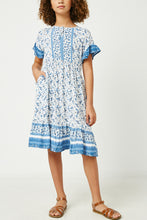 Load image into Gallery viewer, Girls Blue Flutter Sleeve Midi Dress
