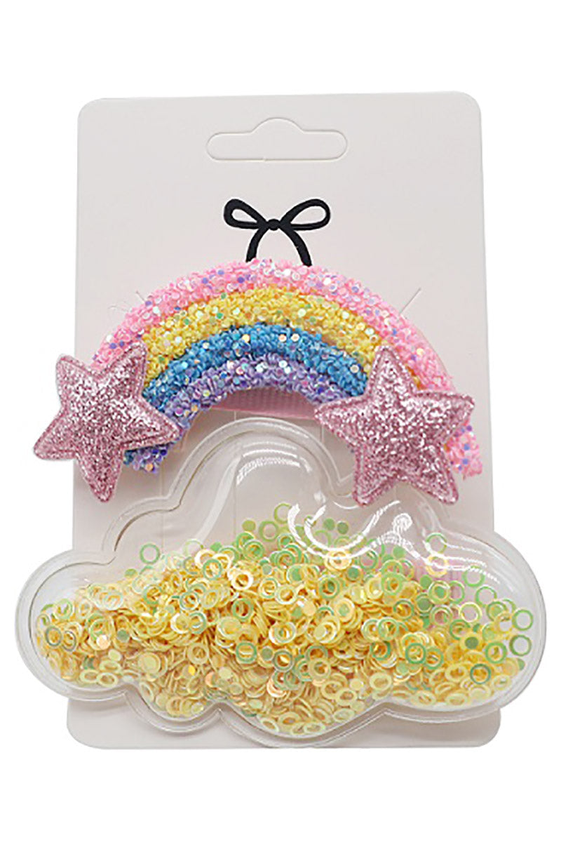 Girl Rainbow and Cloud Hair Clip Set