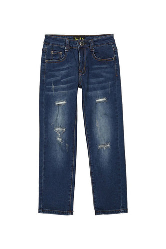 Boys Dark Wash Distressed Denim Pants