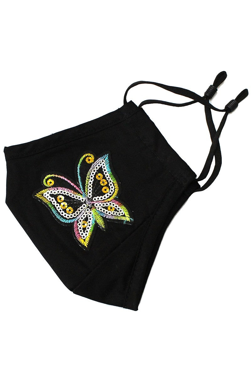Butterfly embroidery Adult Face Mask