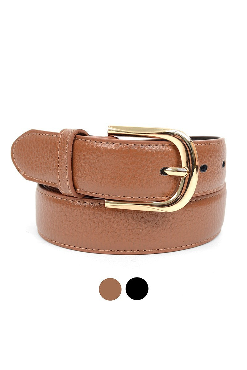 Mens Brown with Gold Hardware Leather Belt