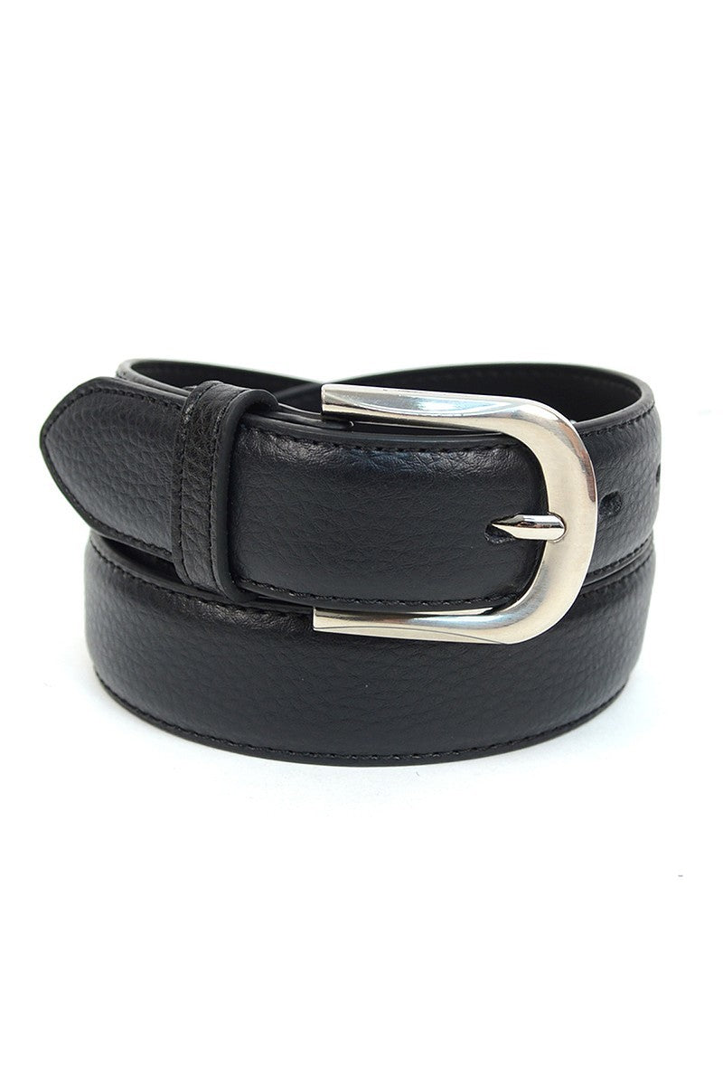 Mens Black with Silver Hardware Leather Belt