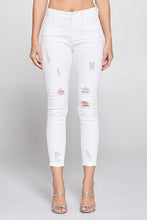 Load image into Gallery viewer, Womens White High-Rise Distressed Skinny Jeans
