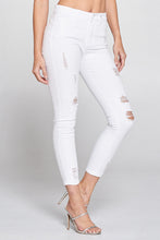 Load image into Gallery viewer, Womens White High-Rise Distressed Skinny Jeans
