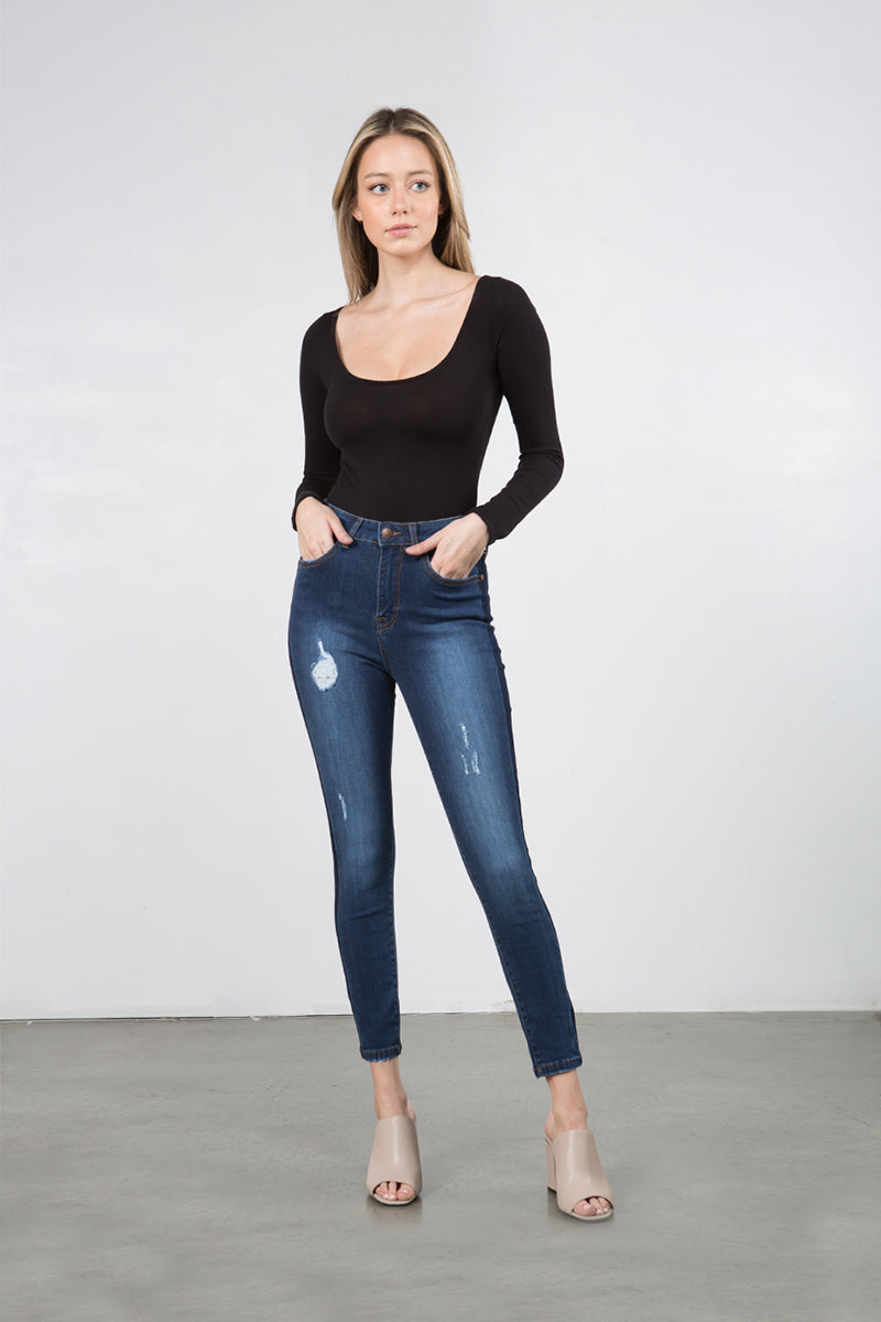 High-rise Distressed Skinny Jeans - Lovell Boutique