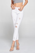 Load image into Gallery viewer, Womens White High-Rise Distressed Skinny Jeans
