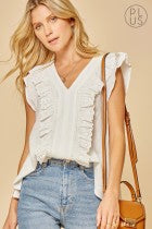 Load image into Gallery viewer, Ruffle Sleeveless Shirt - Lovell Boutique

