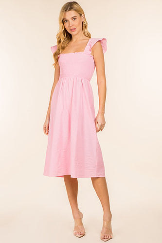 Womens Baby Pink Midi Dress