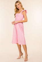 Load image into Gallery viewer, Womens Baby Pink Flutter Sleeve Midi Dress
