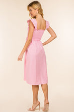 Load image into Gallery viewer, Womens Baby Pink Square Neckline Midi Dress
