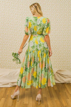 Load image into Gallery viewer, Beryl Tropical Green Short Sleeve Midi Dress
