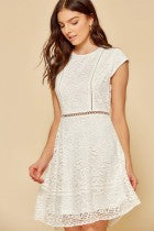 Load image into Gallery viewer, Womens White Cap Sleeve Lace Dress
