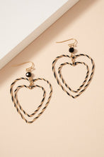Load image into Gallery viewer, Womens Black Double Heart Dangle Earrings
