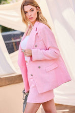 Load image into Gallery viewer, Womens Pink Solid Tweed Blazer Jacket
